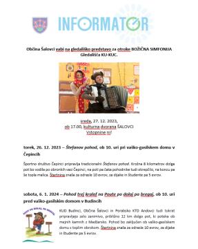 Začenjajo se dogodki v prazničnem decembru v Občini Šalovci 2